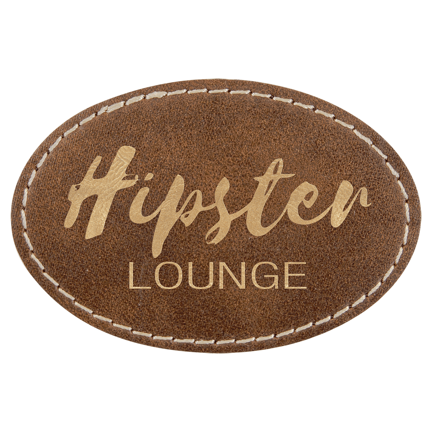 3" x 2" Oval Rustic/Gold Laserable Leatherette Patch with Adhesive