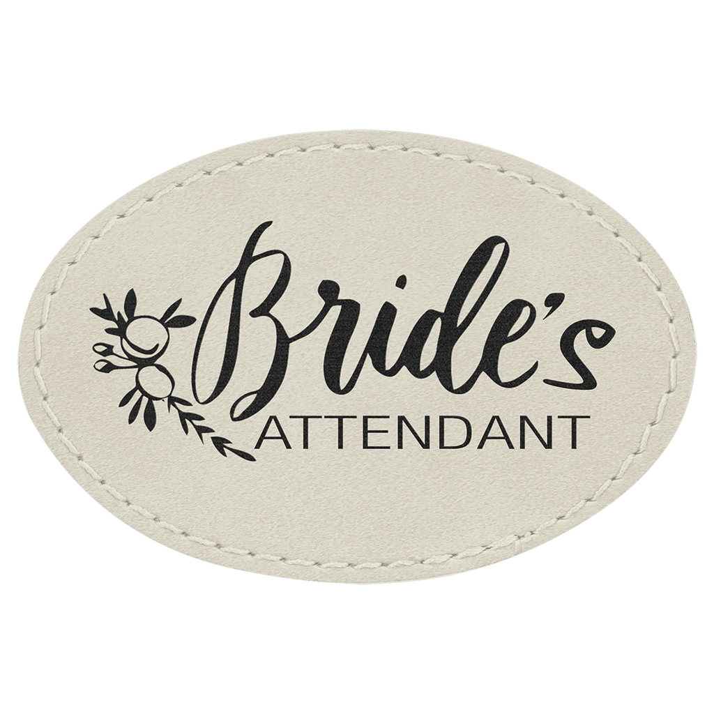 White 3" x 2" Oval Laserable Leatherette Patch with Adhesive
