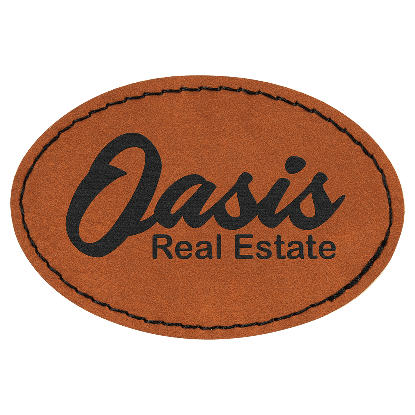 3" x 2" Rawhide Laserable Leatherette Oval Patch with Kota Pro Adhesiive