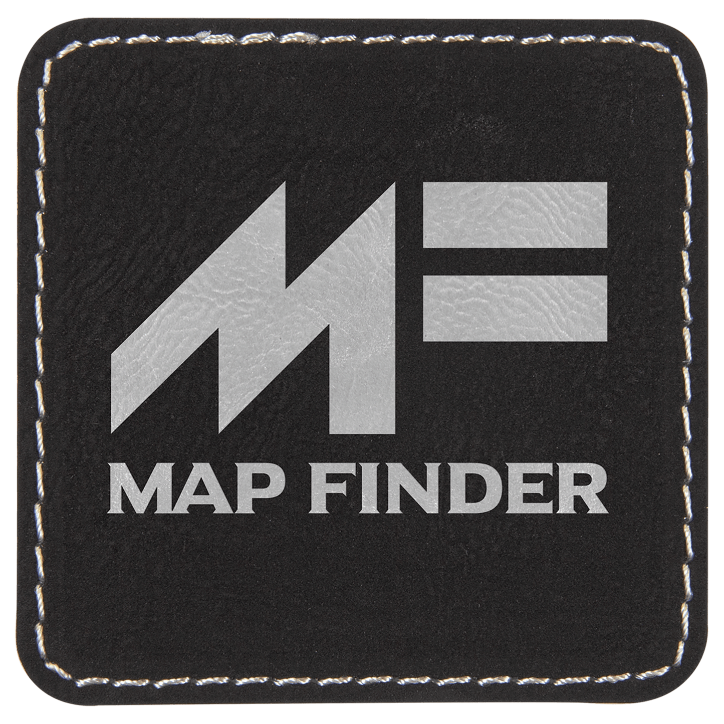 Black/Silver 2 1/2" x 2 1/2" Laserable Leatherette Square Patch with Kota Pro Adhesive