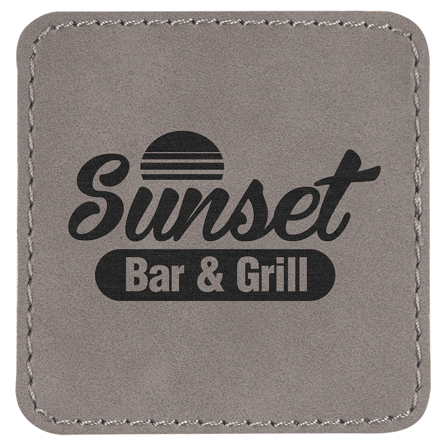 Gray 2 1/2" x 2 1/2" Laserable Leatherette Square Patch with Kota Pro Adhesive