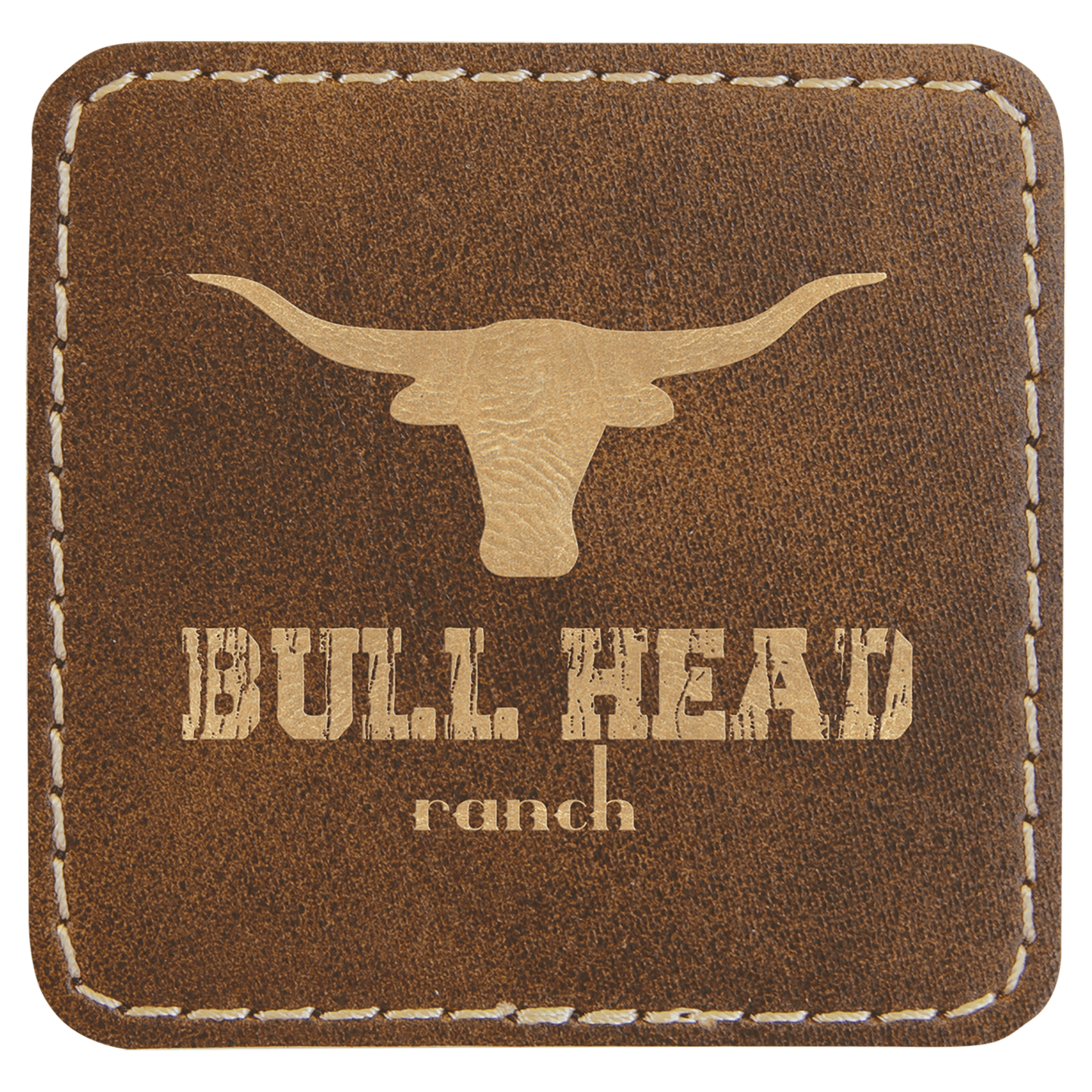 Rustic/Gold 2 1/2" x 2 1/2" Laserable Leatherette Square Patch with Kota Pro Adhesive