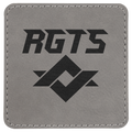 Gray 3" x 3" Square Laserable Leatherette Patch with Adhesive