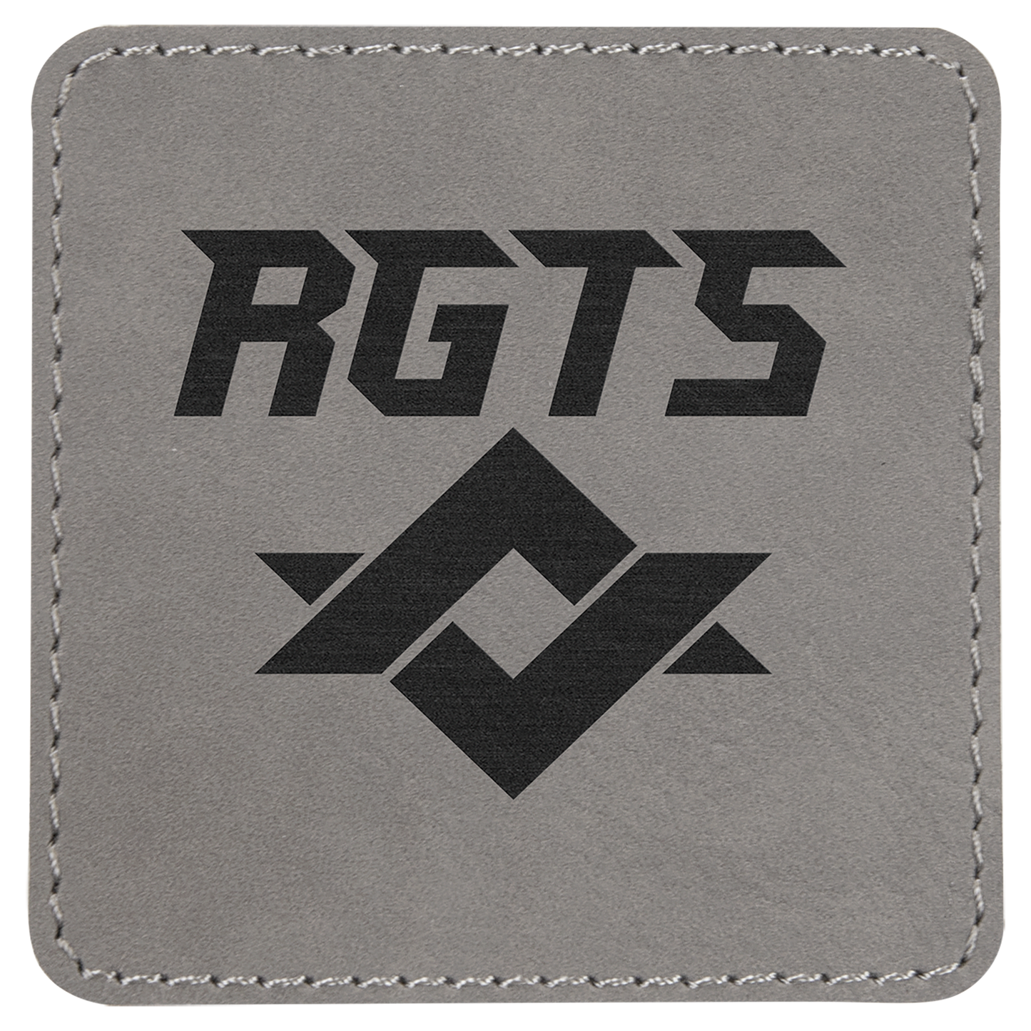 Gray 3" x 3" Square Laserable Leatherette Patch with Adhesive