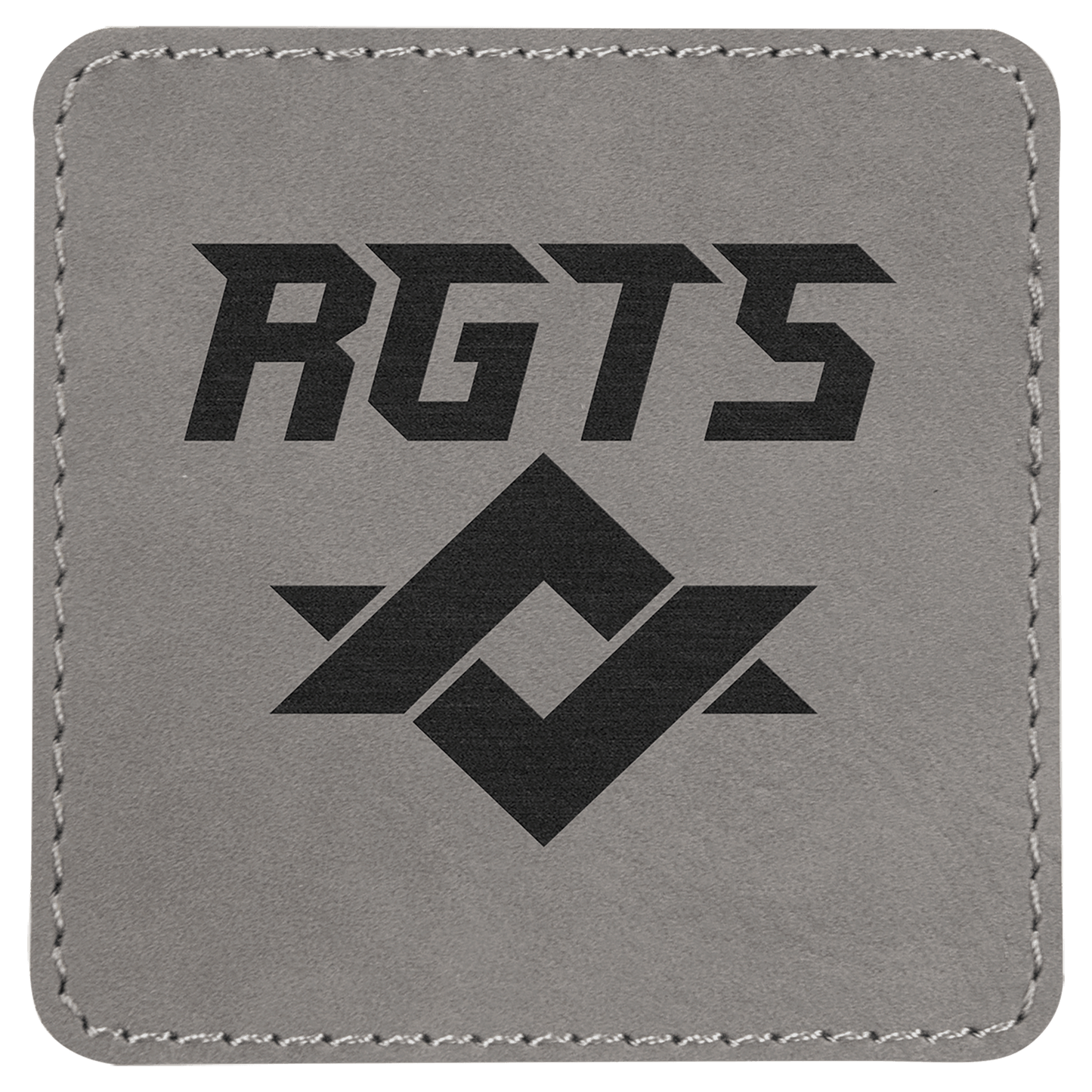 Gray 3" x 3" Laserable Leatherette Square Patch with Kota Pro Adhesive