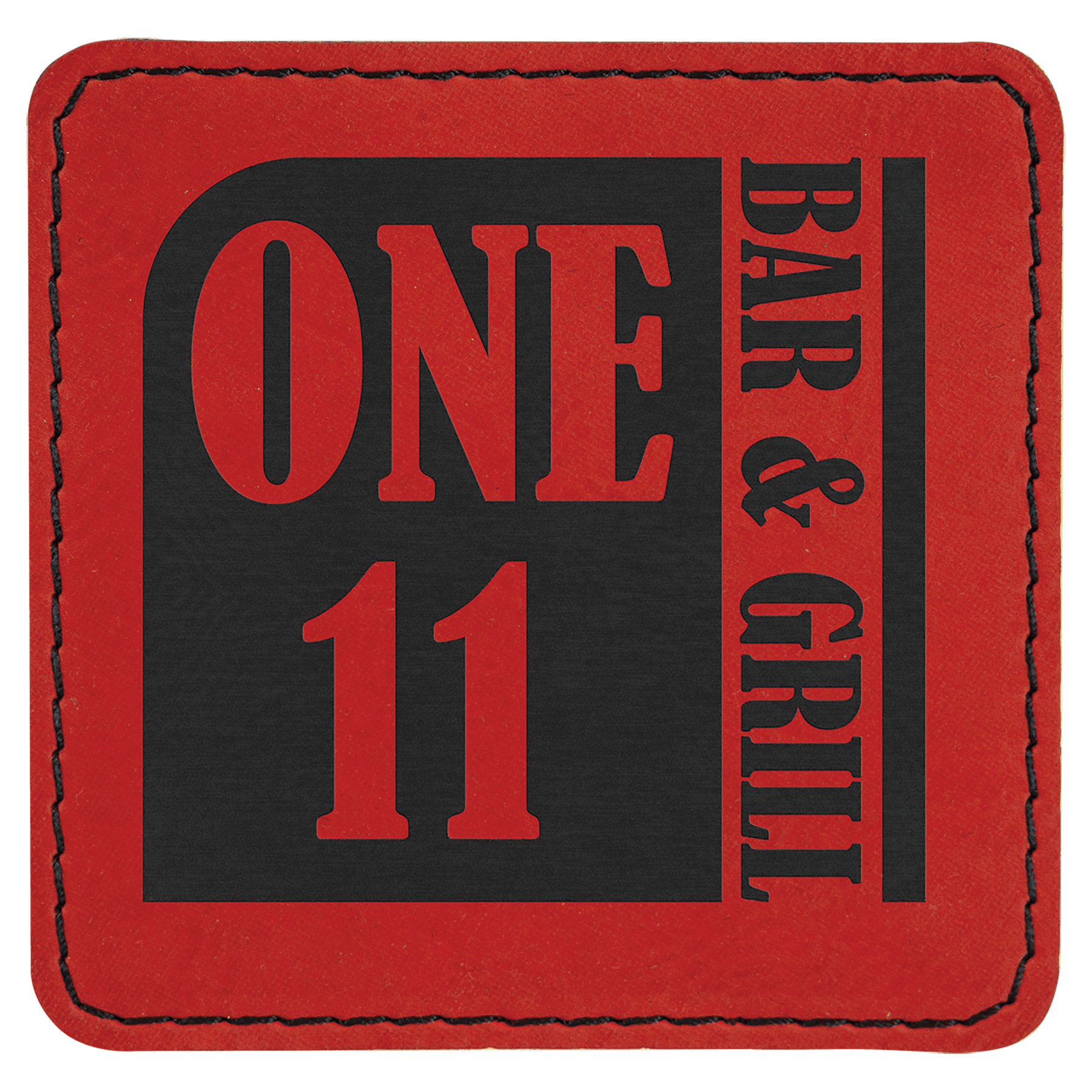 Red 3" x 3" Laserable Leatherette Square Patch with Kota Pro Adhesive