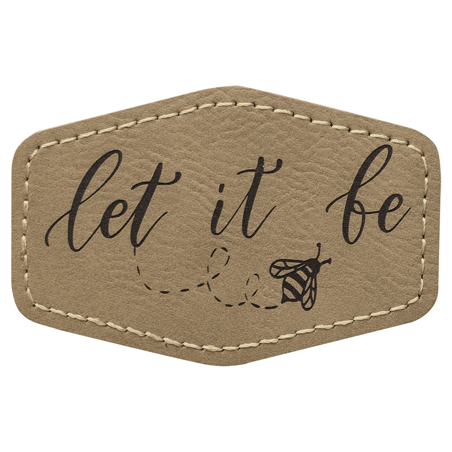 Light Brown 3" x 2" Laserable Leatherette Hex Patch with Kota Pro Adhesive