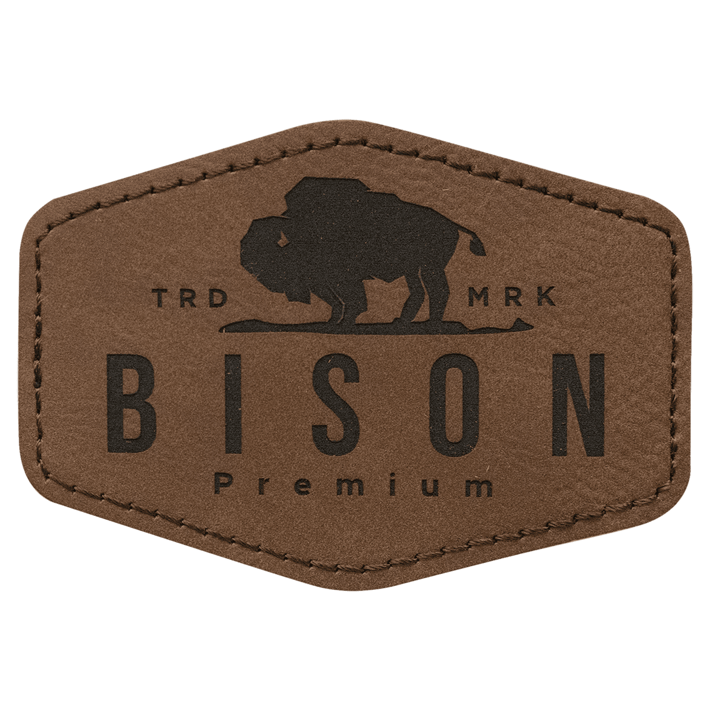 Dark Brown 3 1/2" x 2 1/2" Laserable Leatherette Hex Patch with Kota Pro Adhesive
