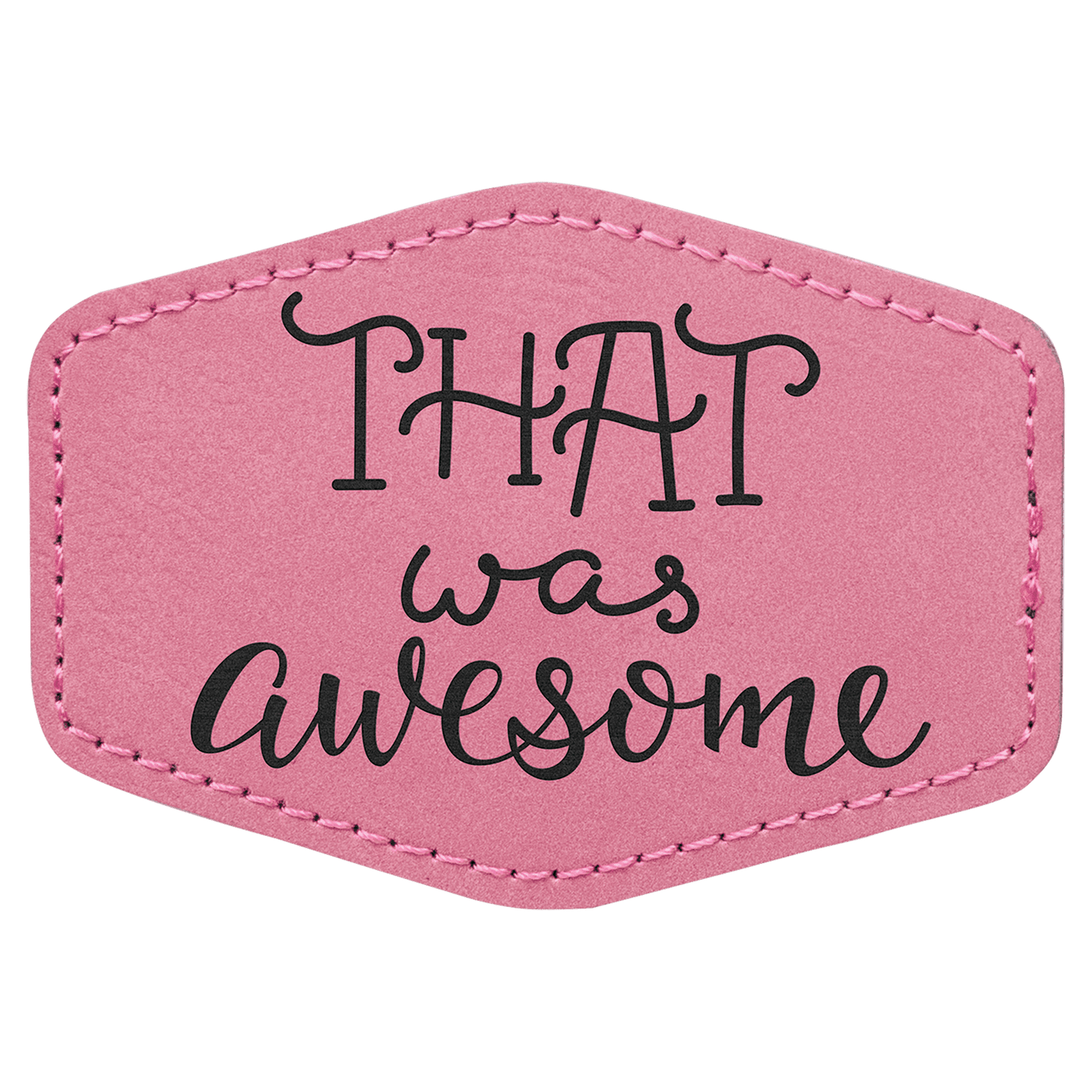 Pink 3 1/2" x 2 1/2" Laserable Leatherette Hex Patch with Kota Pro Adhesive