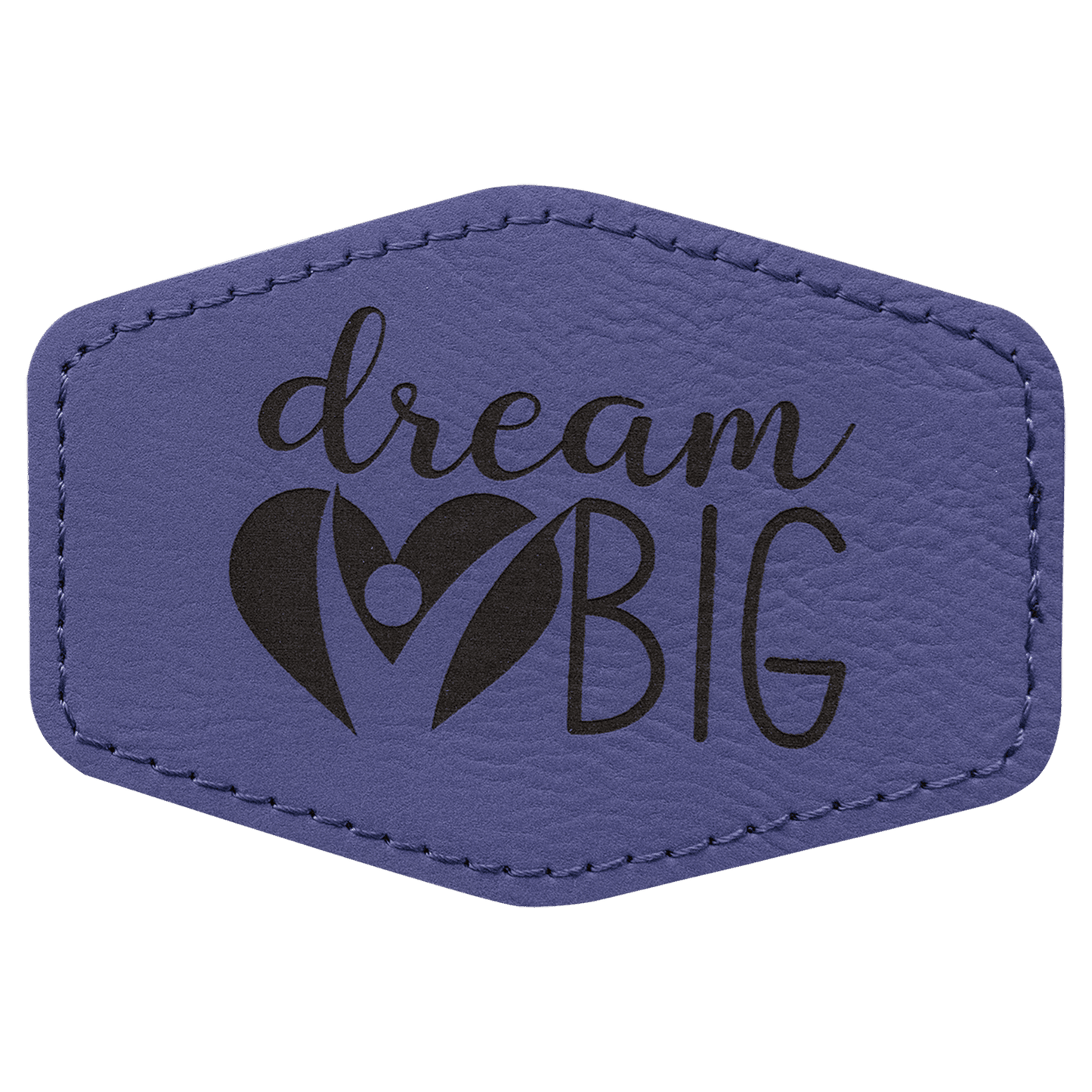 Purple 3 1/2" x 2 1/2" Laserable Leatherette Hex Patch with Kota Pro Adhesive