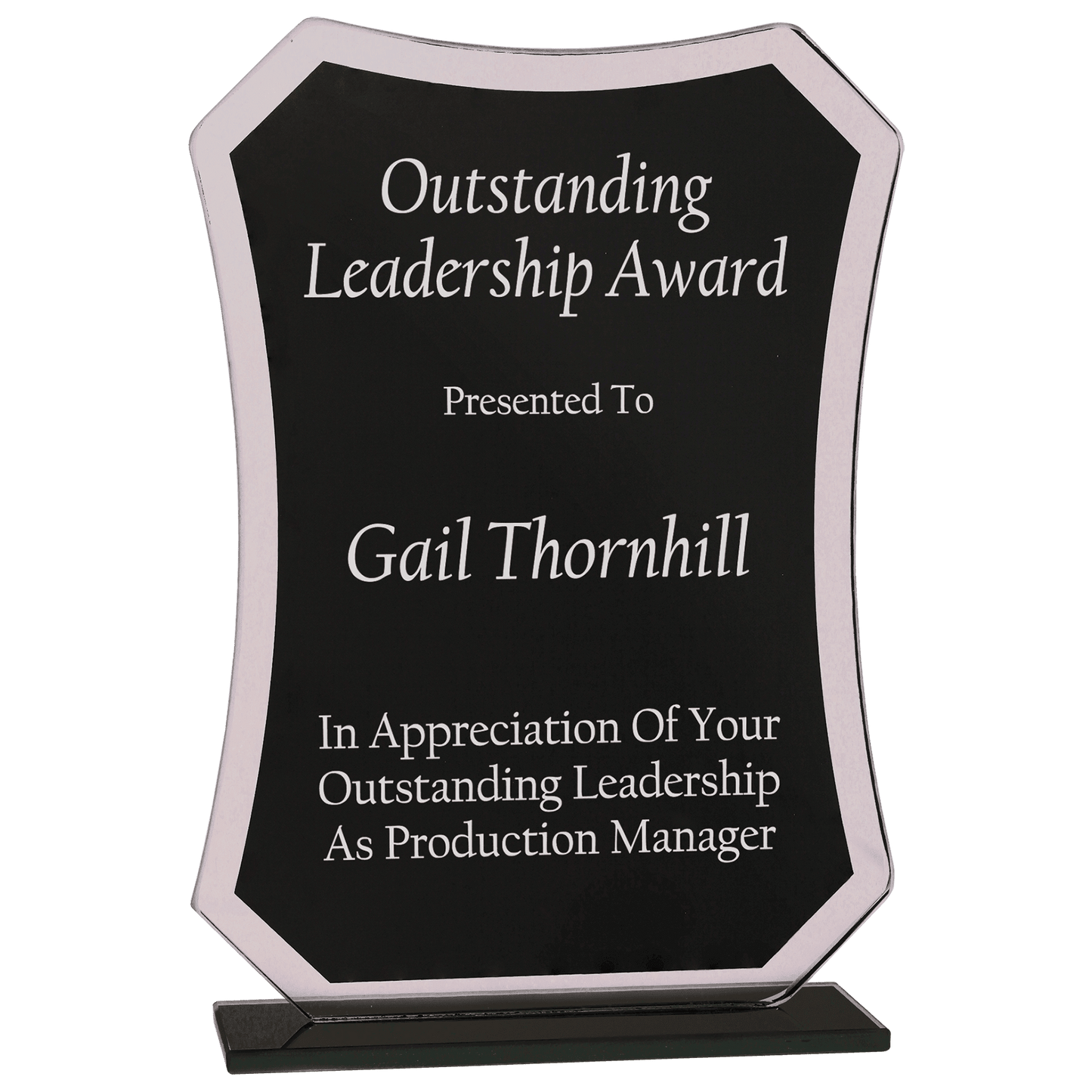 6 1/2" Black Rectangle Reflection Glass Award