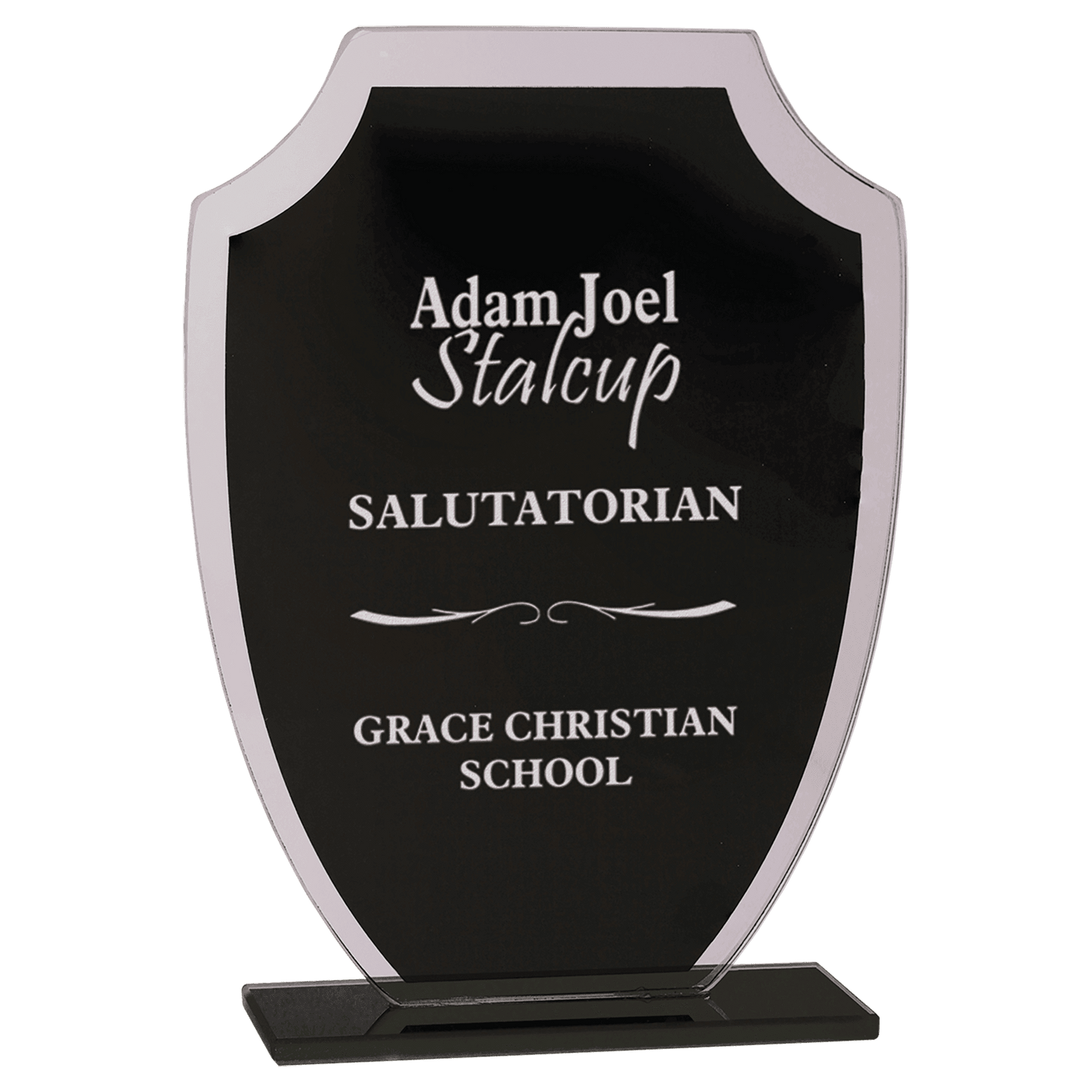7 1/4" Black Shield Reflection Glass Award
