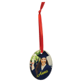 2 1/4" x 3" Oval Sublimatable Acrylic Ornament with Red Ribbon