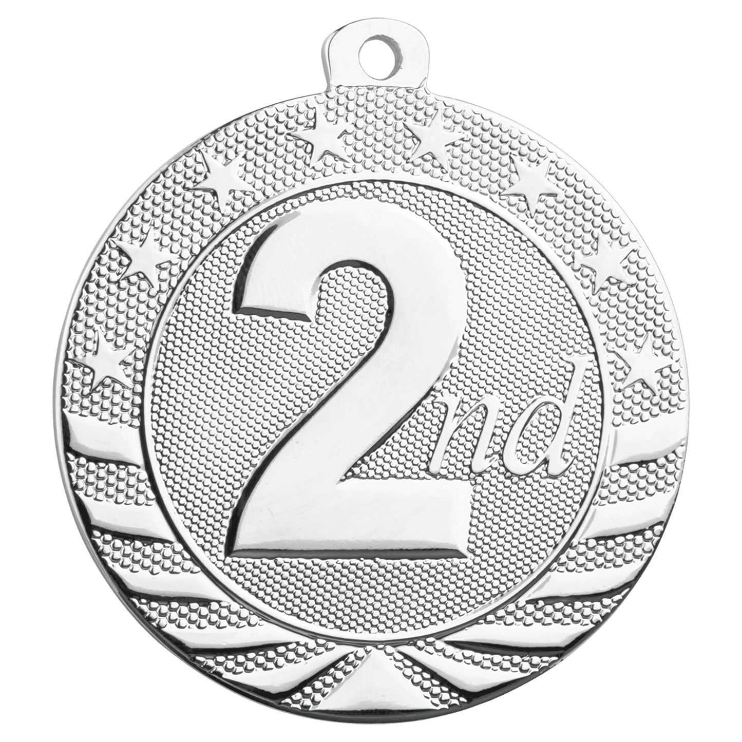 2" Bright Silver 2nd Place Starbrite Medal