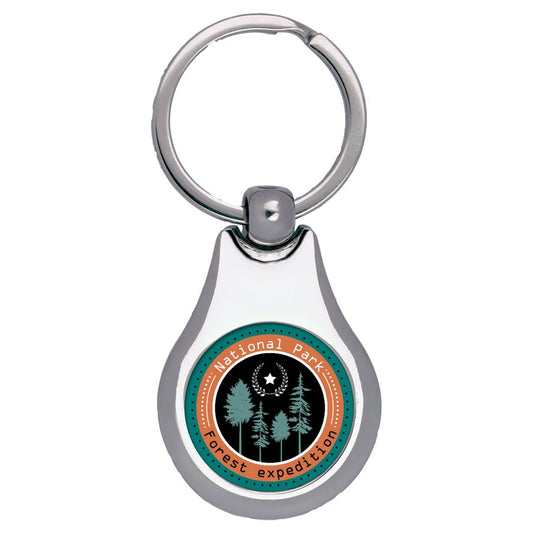 1 1/4" x 1 3/4" Silver Pear Sublimatable Keychain with White Insert
