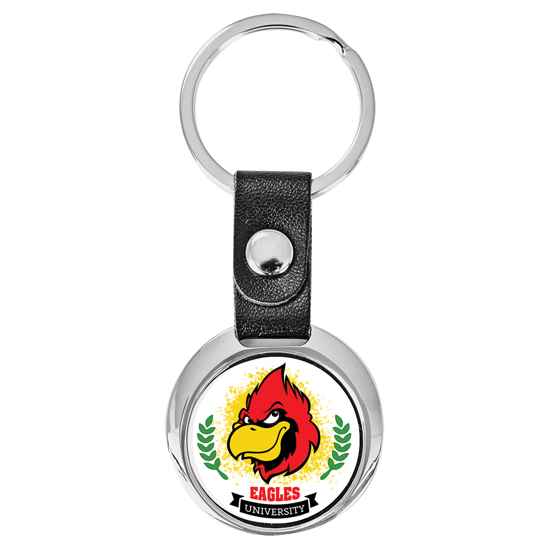 3 3/8" x 1 3/8" Round Sublimatable Keychain with White Insert