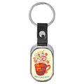 3 5/8" x 1 3/8" Oval Sublimatable Keychain with White Insert