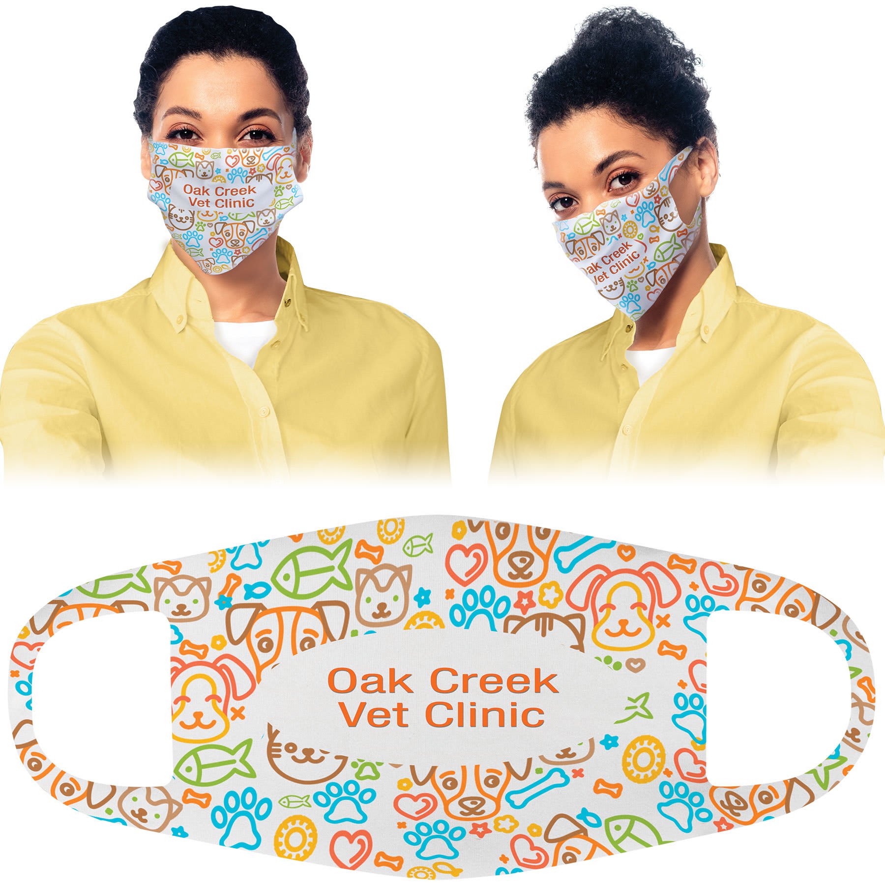 White 2 7 1/4" x 4 3/4" Large Sublimatable Face Mask