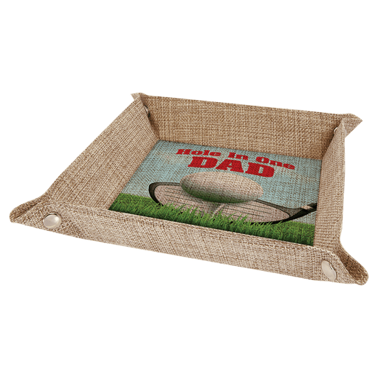 6" x 6" Sublimatable Burlap Snap Up Tray with Silver Snaps