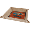 9" x 9" Sublimatable Burlap Snap Up Tray with Silver Snaps