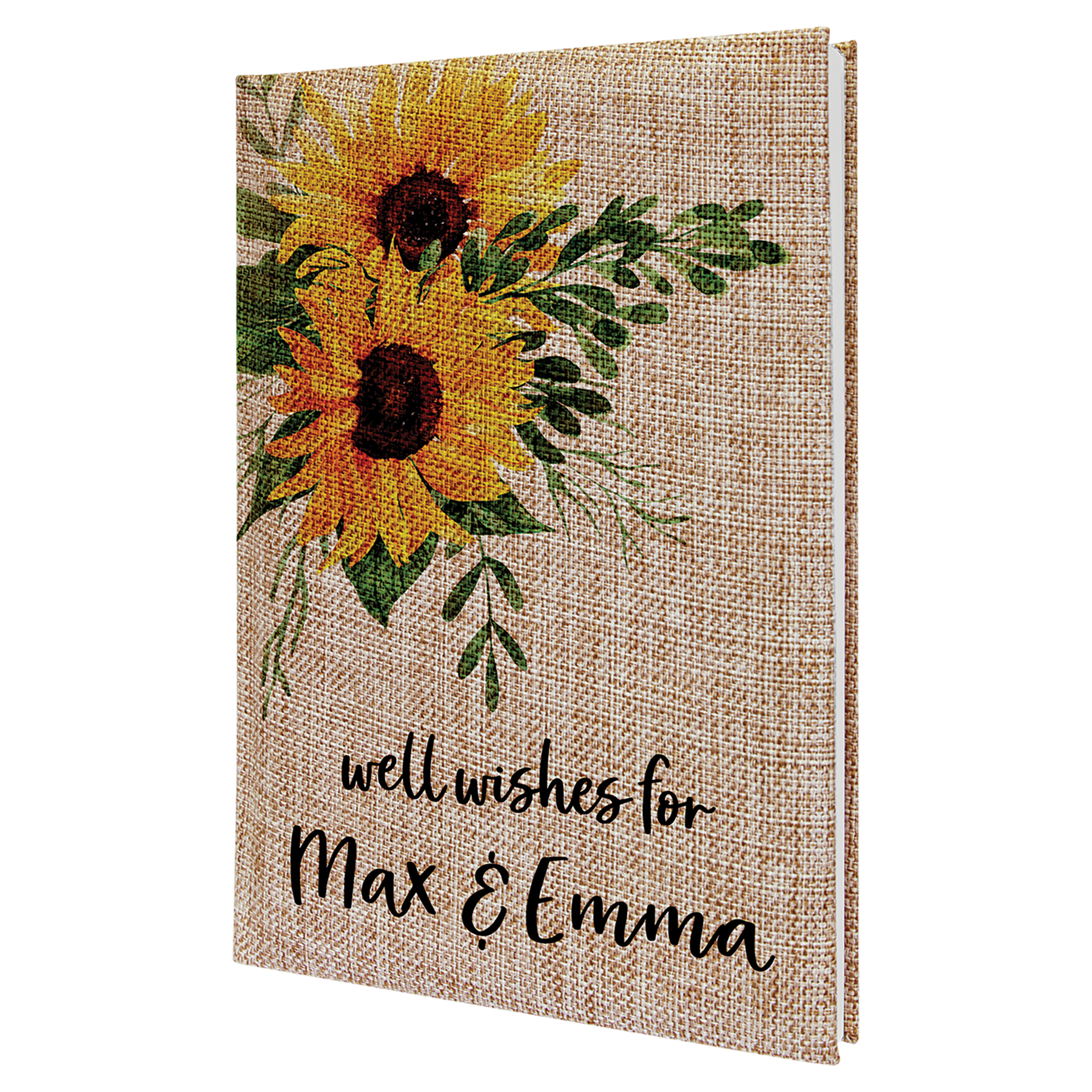 7" x 9 3/4" Burlap Sketch Book with White Unlined Notepad