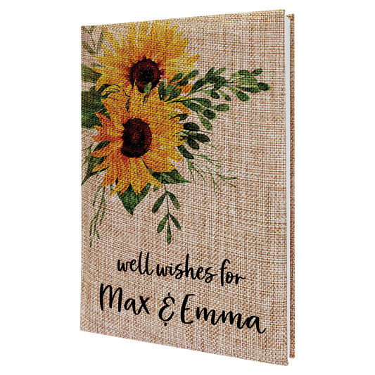 7" x 9 3/4" Burlap Sketch Book with White Unlined Notepad