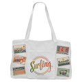 19" x 12" White Canvas Bag with 5" Rawhide Laserable Leatherette Gusset