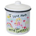 4.15" x 3.1" White/Black Enamel Canister with Lid