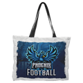 16" x 20" White Poly Fabric Bag with Black Straps and 4" Gusseted Bottom