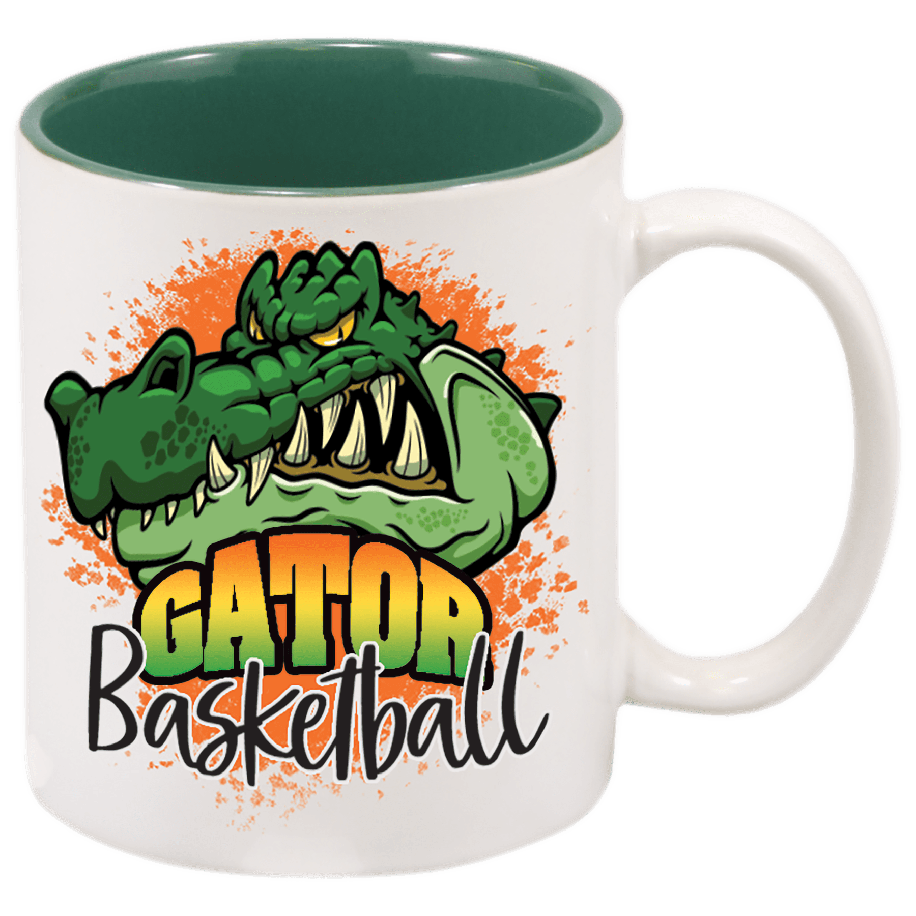 White/Green 11 oz. Sublimatable Ceramic Mug