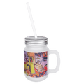 12 oz. Sublimatable Frosted Mason Jar with Lid & Straw