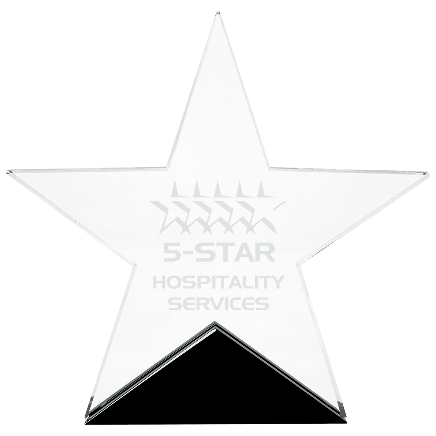 6 3/4" x 6 1/2" Clear Glass Star on Black Base