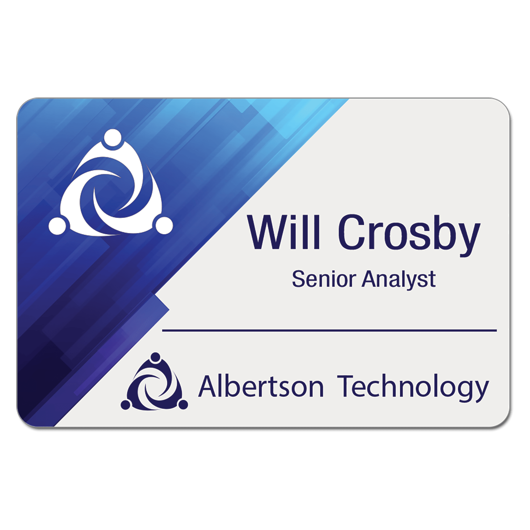 3" x 2" Gloss White Unisub FRP Sublimatable Name Badge with Radius Corners