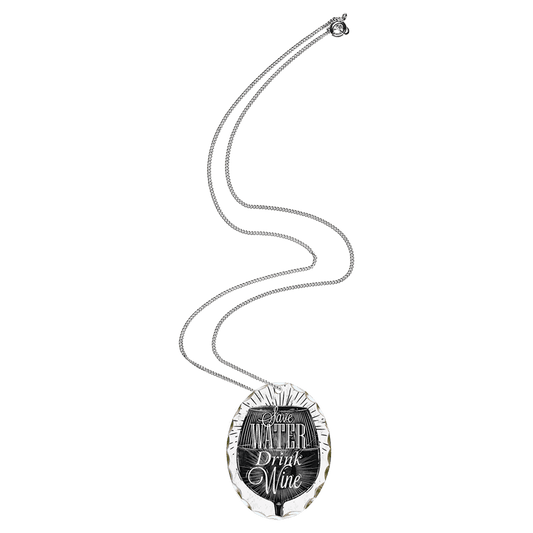 1-Sided Gloss Aluminum Oval Charm Necklace