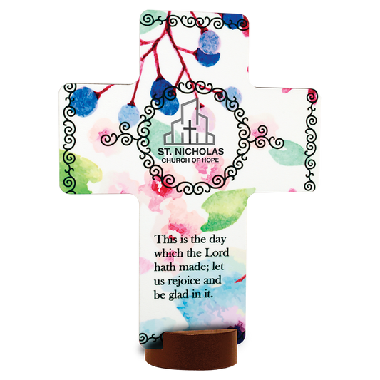 Gloss Hardboard Cross Award with Base