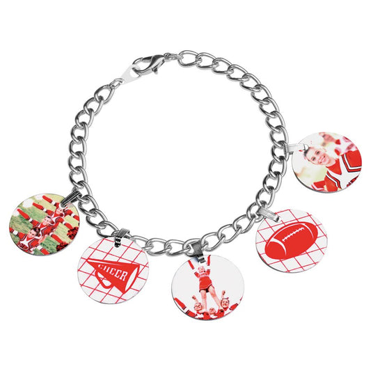 7.25" Unisub Sublimatable Charm Bracelet with 5 Bales & 5 Circle Charms